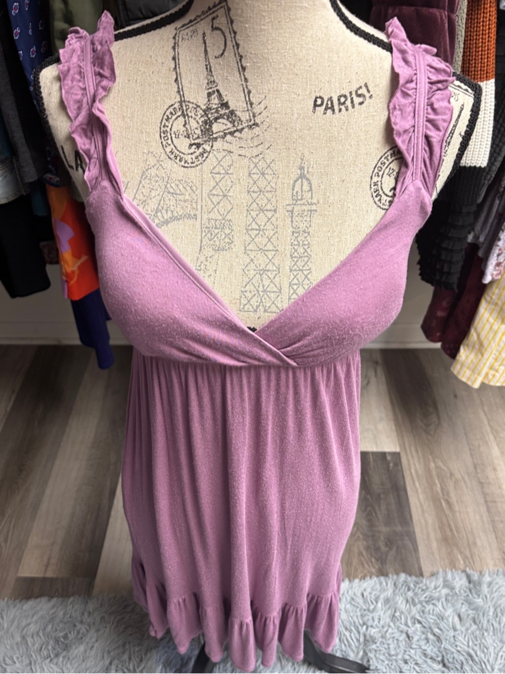 Y2K Ruffle-Shoulder Mini Dress - Picture 4 of 16